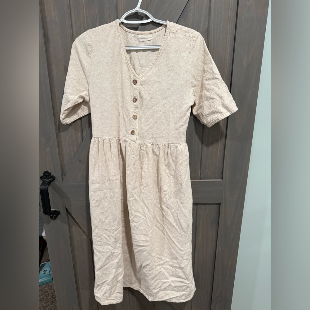 Elegant Cream Button-Front Dress